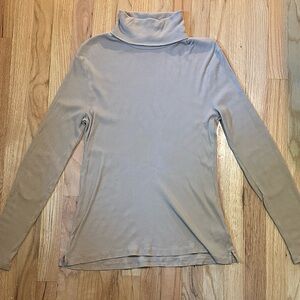 Ralph Lauren Women’s Ribbed Turtleneck Top w/ Soft Elbow Patches